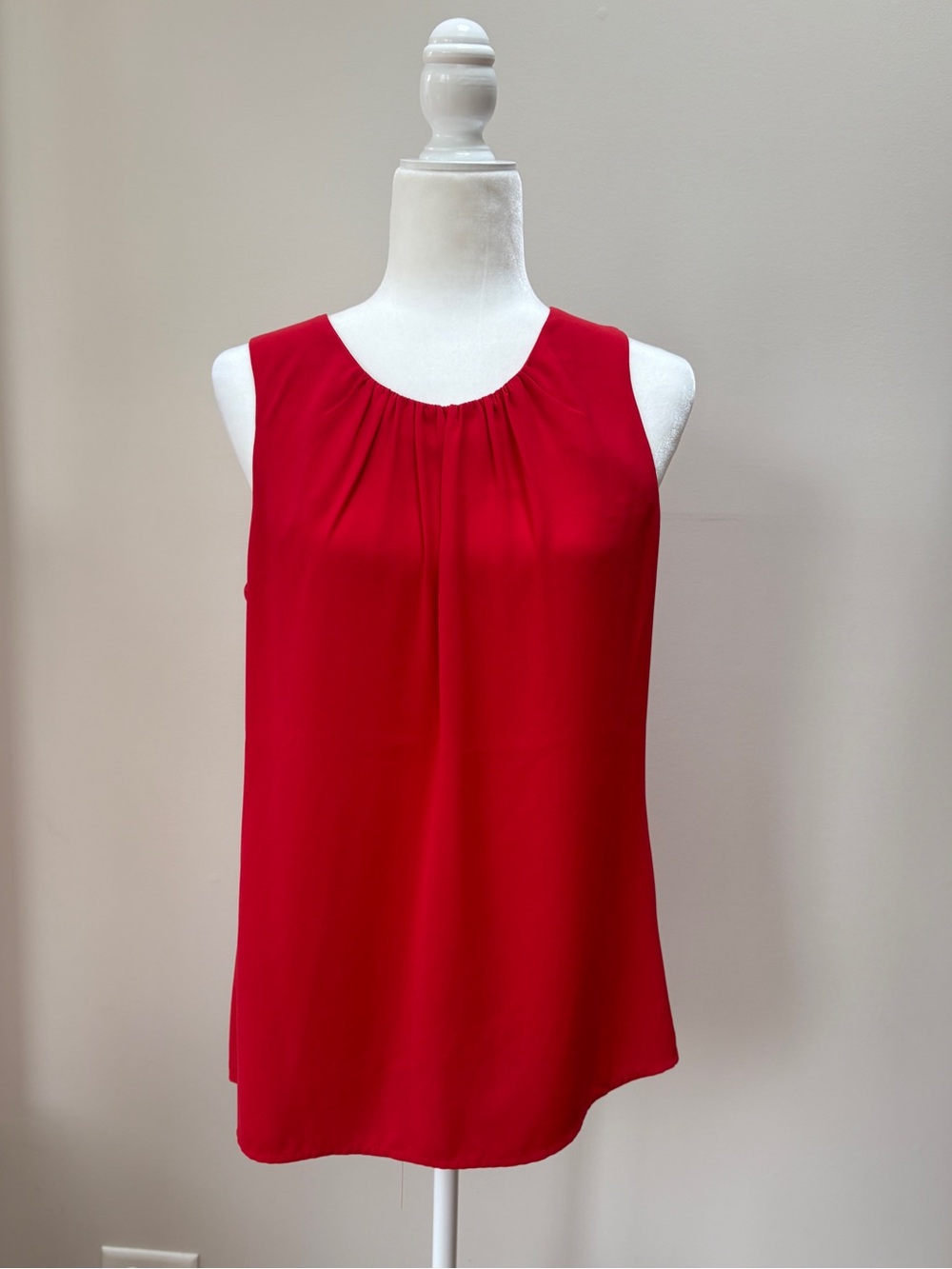 Rose & Olive Red Sleeveless Pleated Neck Blouse